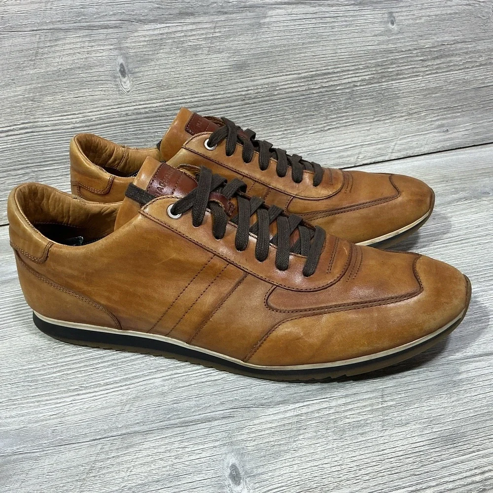 Men's Magnanni Ibiza Honey Brown Leather Sneakers Shoes Portugal Size 13 M 18837